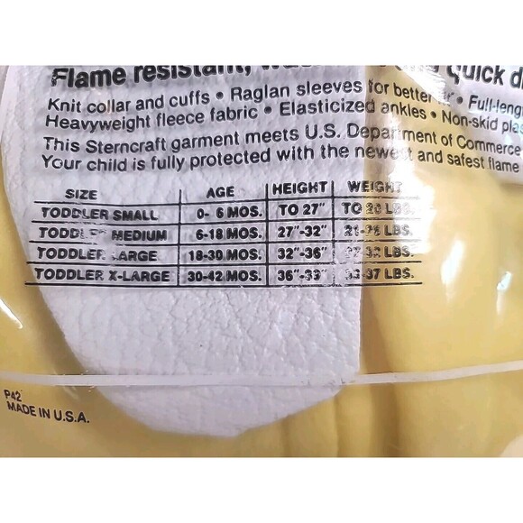 NOS VTG Blanket Sleeper Footed Pajama Yellow Bear Sterncraft Toddler Large USA - Picture 5 of 6